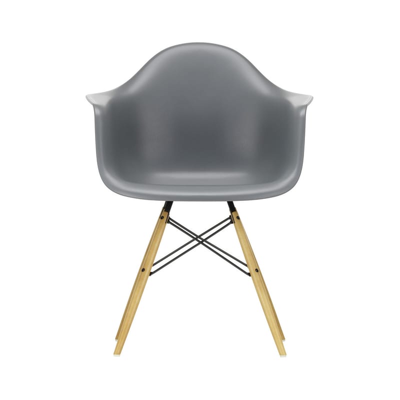 Furniture - Chairs - DAW - Eames Plastic Armchair Armchair plastic material grey / (1950) - Light wood legs - Vitra - Granite grey / Light wood - Polypropylene, Solid maple