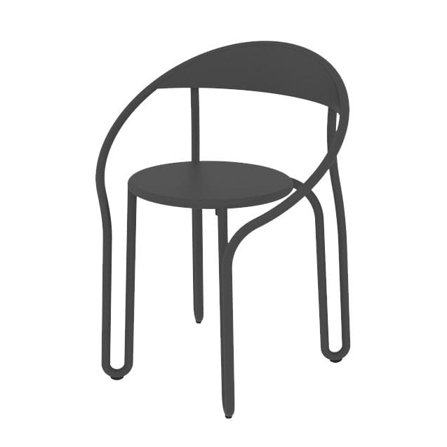Furniture - Chairs - Huggy Bistro Chair Stackable armchair metal black / Aluminium - Maiori - Charcoal - Aluminium