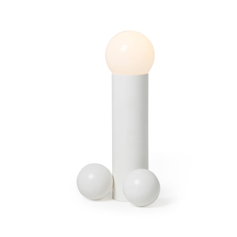Lighting - Table Lamps - Phallus Table lamp metal white / H 45 cm - Steel & glass - Axel Chay - White - Glass, Lacquered steel