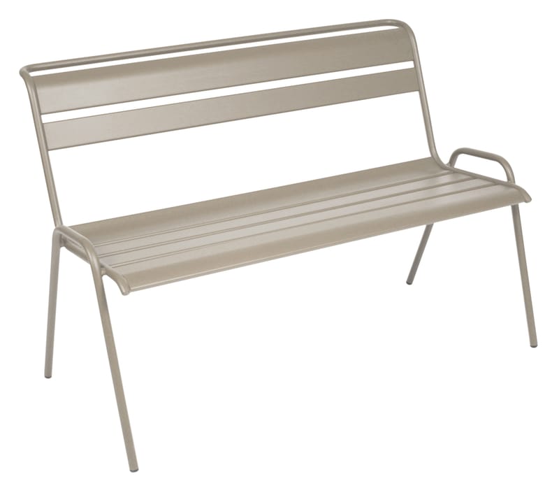 Furniture - Benches - Monceau Bench with backrest metal beige W 116 cm - 2 to 3 guests - Fermob - Nutmeg - Painted steel