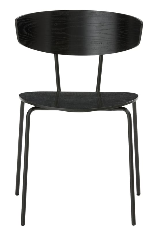 Furniture - Chairs - Herman Stacking chair wood black Wood & metal - Ferm Living - Black - Epoxy lacquered steel, Lacquered oak plywood