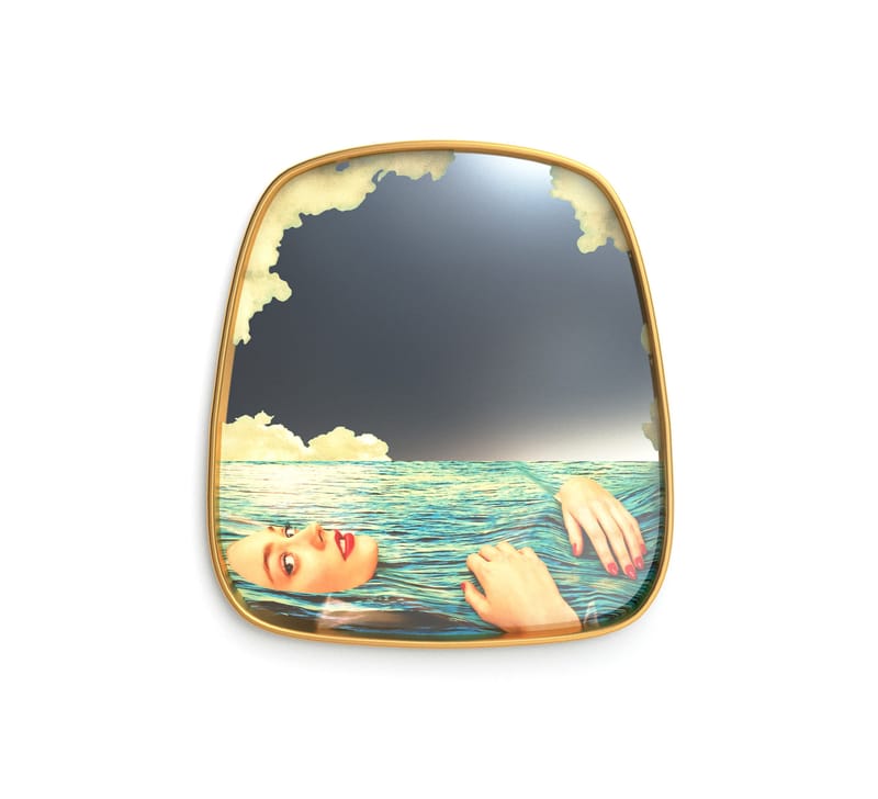 Dekoration - Spiegel - Spiegel Toiletpaper metall glas bunt gold spiegel / Sea Girl - 54 x 59 cm - Seletti - Sea Girl / Rahmen Messing - Glas, Holzfaserplatte, Messing