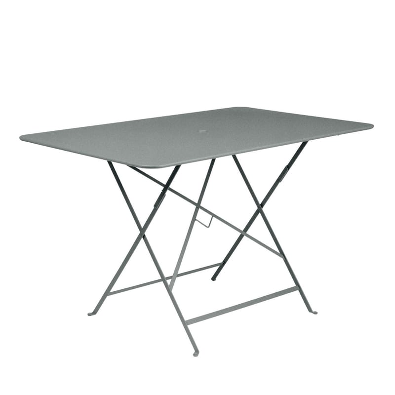 Outdoor - Garden Tables - Bistro Foldable table metal grey / 117 x 77 cm - 6 people - Parasol hole - Fermob - Lapilli grey - Painted steel