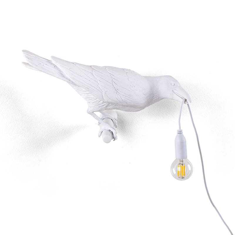Outdoor-Wandleuchte mit Stecker Bird Looking Right von Seletti - weiß |  Made In Design