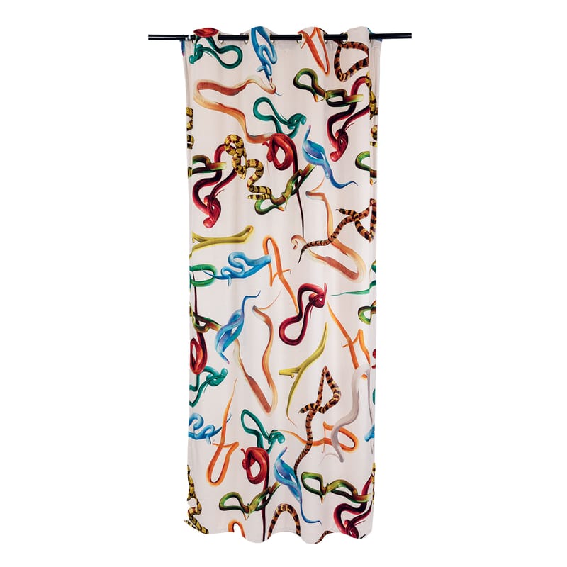 Tendances - Petits prix - Rideau Toiletpaper - Snakes White tissu blanc / 140 x 280 cm - Seletti - Snakes White - Polyester