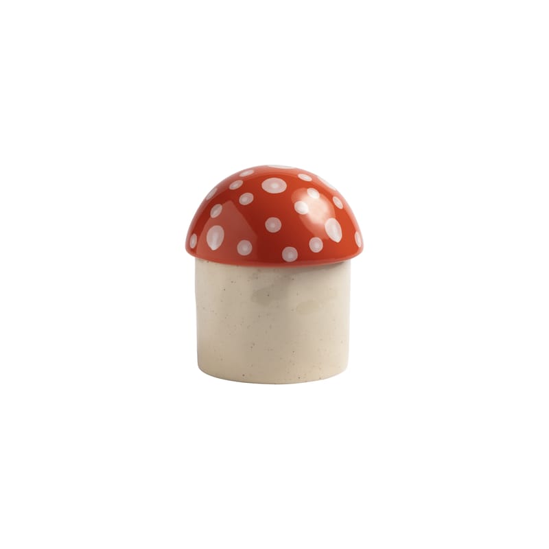 Table et cuisine - Boîtes et conservation - Boîte Mushroom Small céramique rouge / Ø 12 x H 14 cm - & klevering - Small / Rouge & pois blancs - Céramique