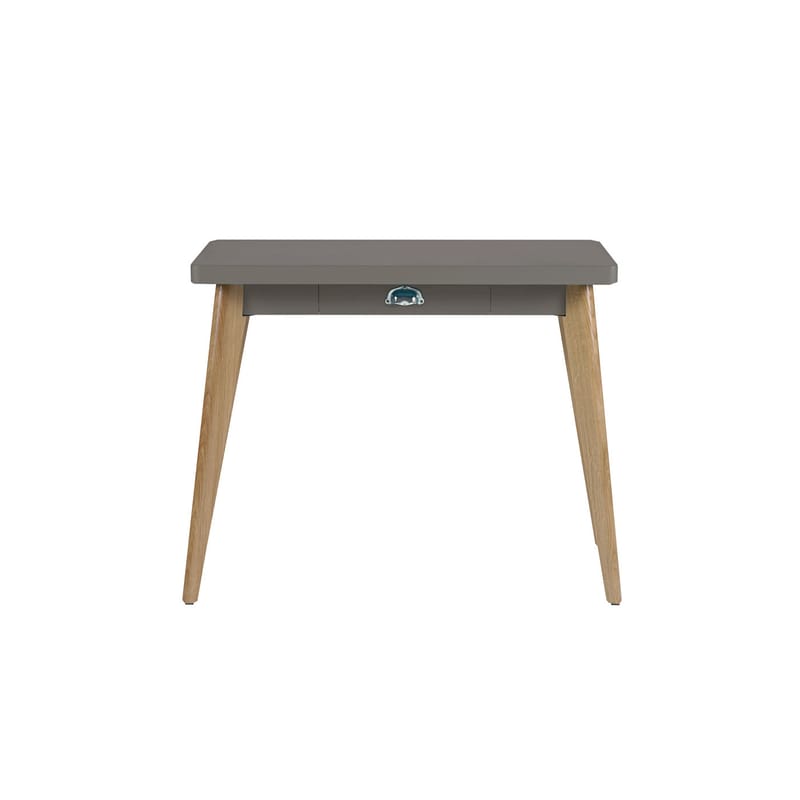 Furniture - Console Tables - 55 Console metal grey / Avec tiroir - Pieds chêne / L 90 cm - Tolix - Gris de Paris (mat fine texture) - Lacquered steel, Solid oak FSC