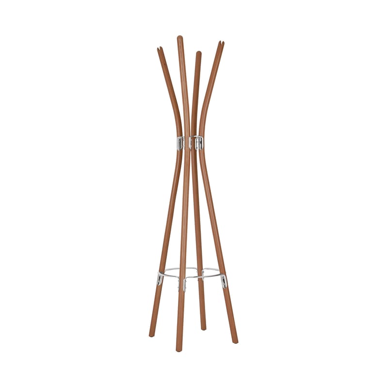 Portemanteau Sur Pied Unilux Spirit - 175 Cm, Socle Acier, 6 Cintres Bois Acajou - Pour Hall, Entrée, Bureau