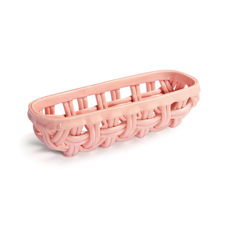Tableware - Fruit Bowls & Centrepieces - Studs Bread basket ceramic pink / L 30.5 cm - Ceramic - & klevering - Pink - Sandstone