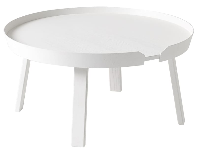 Furniture - Coffee Tables - Around Large Coffee table wood white Ø 72 x H 37,5 cm - Muuto - White - Tinted ashwood