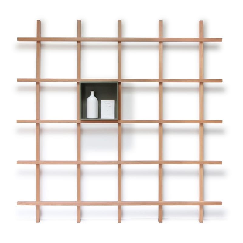 Furniture - Bookcases & Bookshelves -  Compartment wood grey / For Mike bookcase - Compagnie - Unit / Moss grey - Lacquered MDF