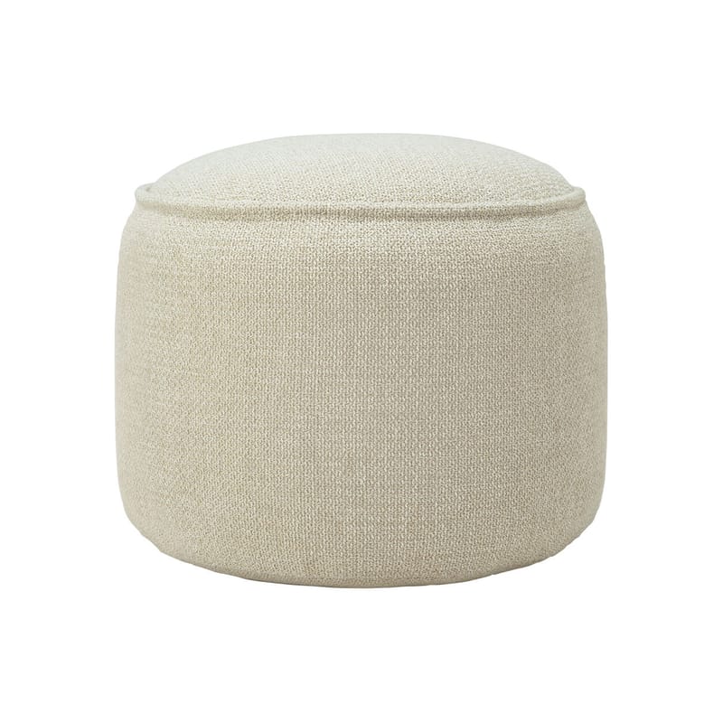 Furniture - Poufs & Floor Cushions - Donut Outdoor Pouf textile white beige / Ø 50 cm - Ethnicraft - Natural - Foam, Polypropylene fabric