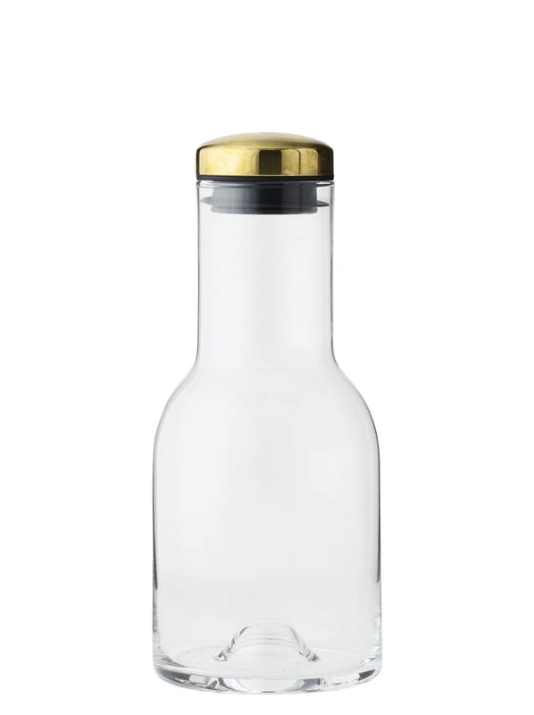 Tisch und Küche - Karaffen - Karaffe Bottle glas gold metall / 0,5 l - mit Messingverschluss - Audo Copenhagen - Verschluss Messing / transparent - Glas, Messing, Silikon