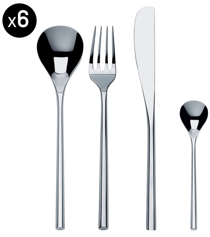 Tableware - Cutlery - Mu Kitchen cupboard - Set 24 pieces by Alessi - Steel - Stainless steel 18/10
