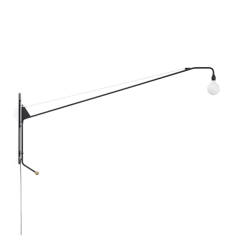 Luminaire - Appliques - Applique avec prise Potence métal noir / Jean Prouvé (1950) - L 203 cm - Vitra - Noir - Acier époxy, Chêne