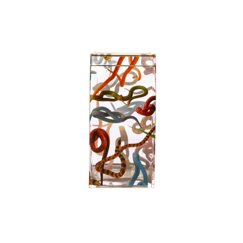 Decoration - Vases - Toiletpaper - Snakes Vase glass multicoloured / 15 x 15 x H 30 cm - 24K gold details - Seletti - Snakes - Glass - 24K gold edging