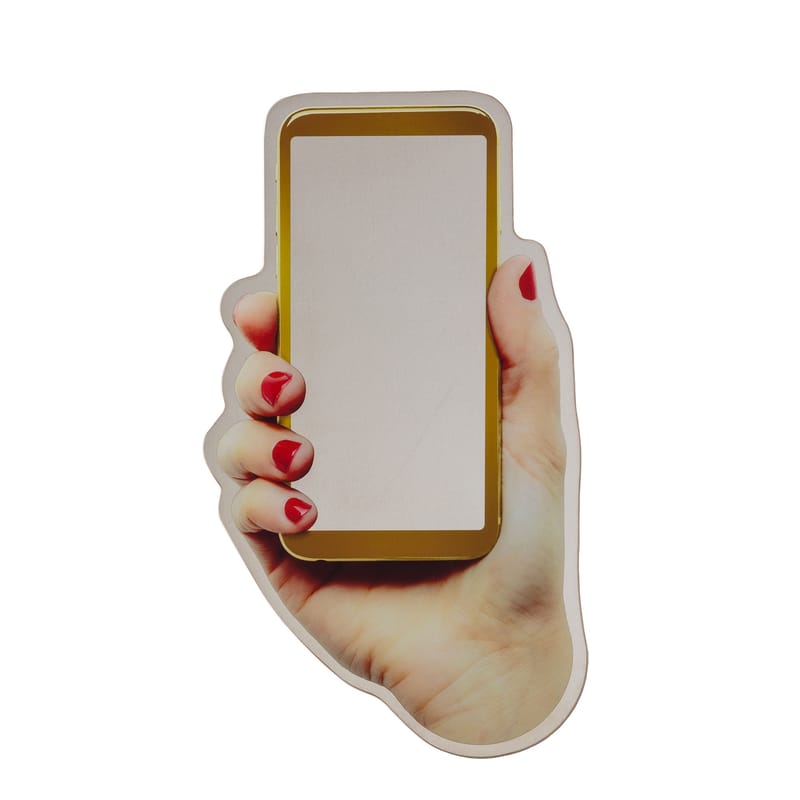 Decoration - Mirrors - Selfie Wall mirror glass multicoloured / 39 x H 70 cm - Seletti - Selfie - Silkscreen printing glass