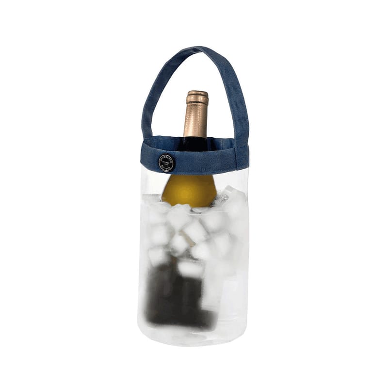 Tableware - Around wine - Easy Fresh Crystal Bottle cooler plastic material transparent / Carry bag - L\'Atelier du Vin - Transparent / Blue - Polyester cloth, PVC