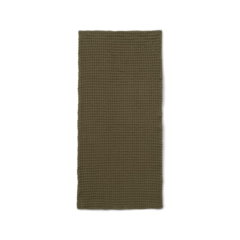 Trends - Low prices - Organic Hand towel textile green / 100 x 50 cm - Honeycomb - Ferm Living - Olive green - Organic cotton GOTS