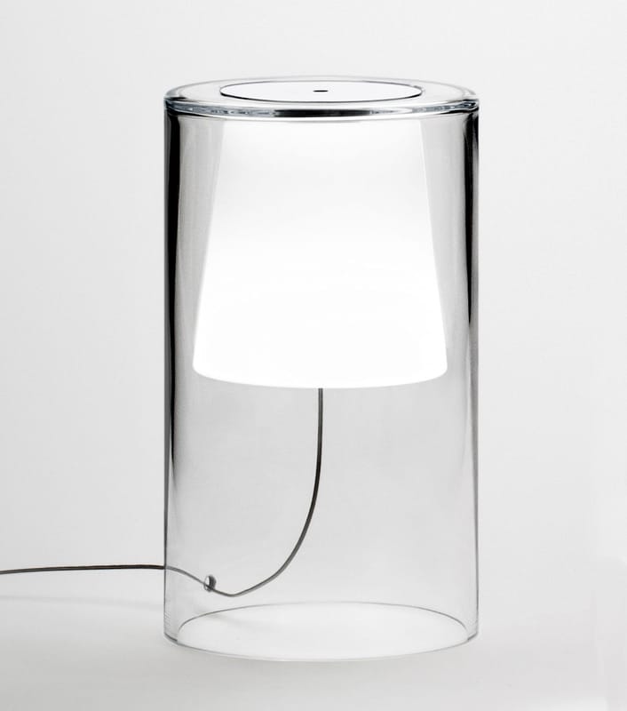 Luminaire - Lampes de table - Lampe de table Join Large verre blanc transparent / H 34 cm - Vibia - H 34 cm / Transparent & blanc - Verre soufflé
