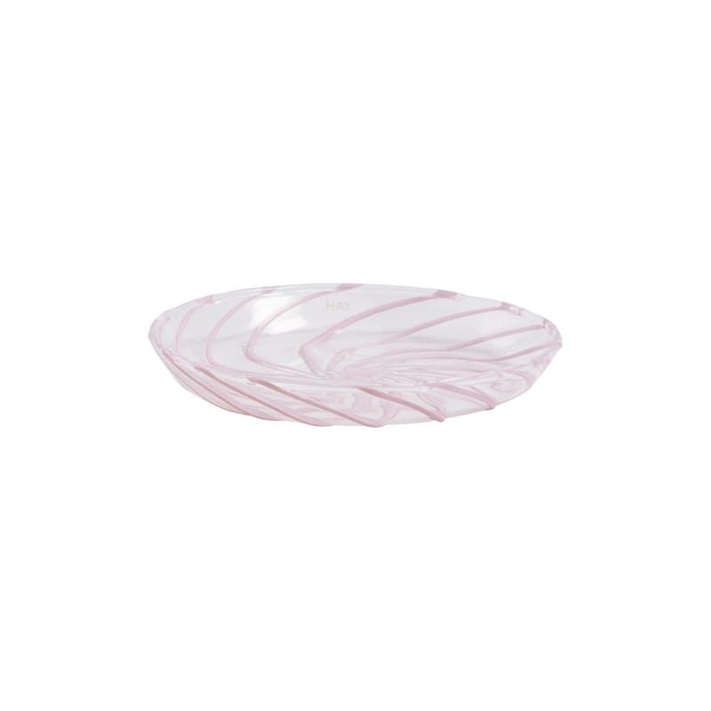 Tableware - Plates - Spin Petit fours plates glass pink transparent / Set of 2 - Glass - Hay - Pink stripes - Borosilicated glass