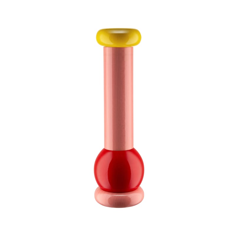 Tableware - Salt, pepper and oil - Spice mill / By Ettore Sottsass - H 23 cm Spice mill - / Alessi 100 Values ​​Collection by Alessi - Pink - Ceramic, Solid turned beech, FSC-certified