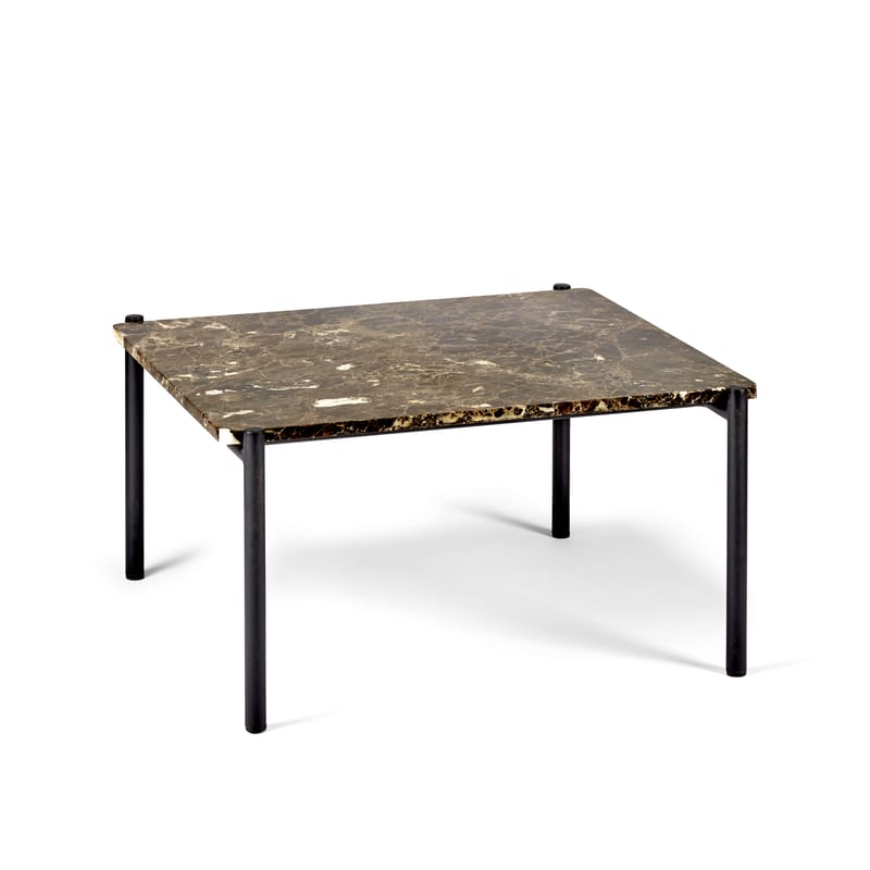 Furniture - Coffee Tables - Curve Coffee table stone brown / 60 x 70 cm - Marble - Serax - Brown / Black legs - Lacquered iron, Marble
