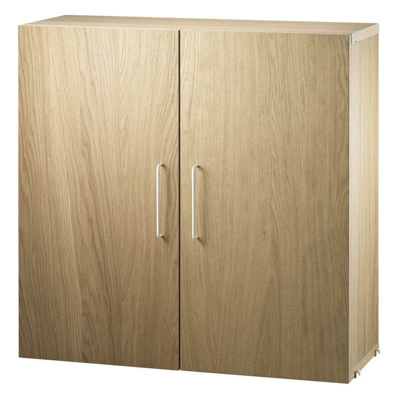 Furniture - Shelves & Storage Furniture - String Works™ Crate metal natural wood 2 doors - L 78 cm - String Furniture - Oak - Lacquered steel, Oak plywood chipboard