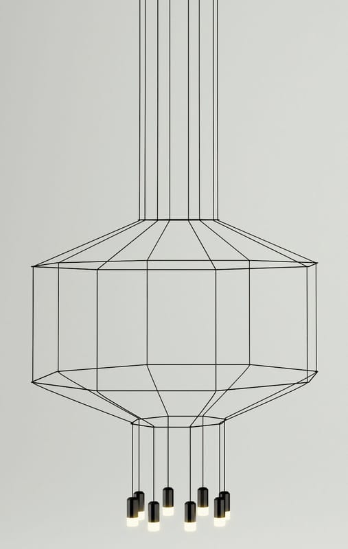 Leuchten - Pendelleuchten - Pendelleuchte Wireflow textil schwarz /  Ø 120 cm x H 62,5 cm - Vibia - Schwarz - Gewebe, Glas, lackiertes Metall, Teflon