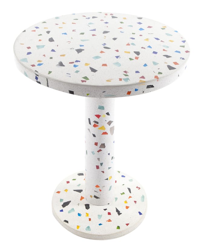 Arredamento - Tavolini  - Tavolino d\'appoggio Kyoto pietra multicolore by Shiro Kuramata / 1983 - Memphis Milano - Multicolore - Cemento, Metallo cromato, Vetro