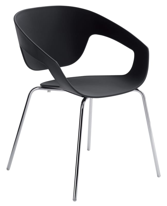 Mobilier - Chaises, fauteuils de salle à manger - Fauteuil empilable Vad - Casamania - Noir - Métal verni, Polypropylène