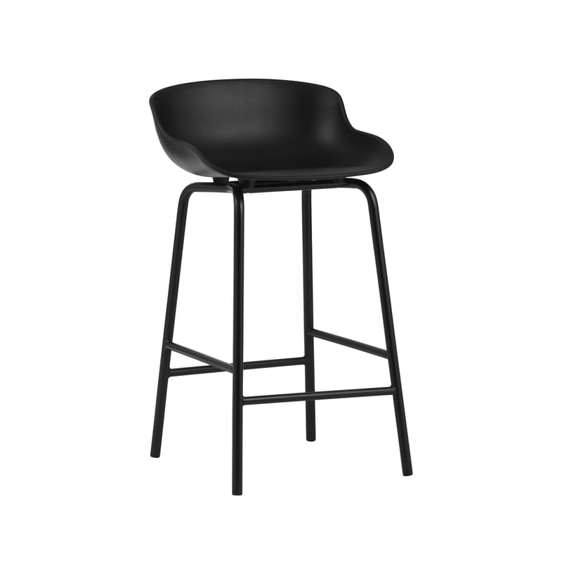 Furniture - Bar Stools - Hyg High stool plastic material black / H 65 cm - Polypropylene - Normann Copenhagen - Black - Polypropylene, Steel