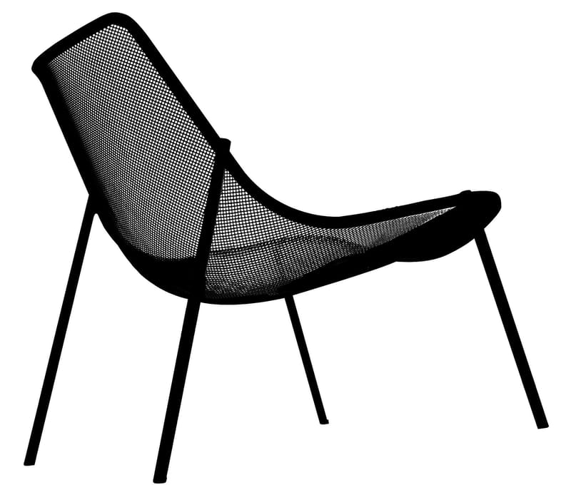 Furniture - Armchairs - Round Low armchair metal black - Emu - Black - Steel