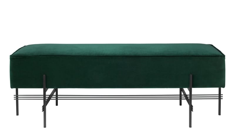 Möbel - Sitzkissen - Sitzkissen TS metall textil grün Velours / Gamfratesi - 120 x 40 cm - Gubi - 120 x 40 cm / Velours dunkelgrün - lackiertes Metall, Schaumstoff, Velours