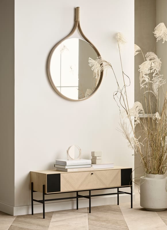14 pouces mur miroir bois rétro rond miroir décoratif HD miroir