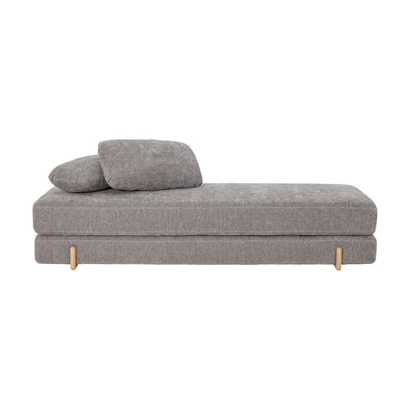 Furniture - Sofas - Groove Sofa textile grey / Sofa bed for 2 - 202 x 85cm - Bloomingville - Light grey / Wooden legs - Ashwood, Foam, Polyester fabric