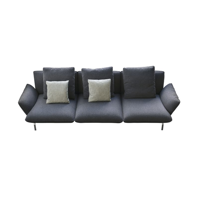Furniture - Sofas - Dove Straight sofa textile blue / 3 seats - L 292 cm / Fabric - Zanotta - Sofa / Blue-black - Fabric, Polyester fiber, Steel, Variable density polyurethane, Varnished aluminium alloy, Wood