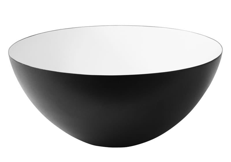 Table et cuisine - Saladiers, coupes et bols - Bol Krenit   / Ø 12,5 x H 5,9 cm - Acier - Normann Copenhagen - Noir / Intérieur blanc - Acier émaillé
