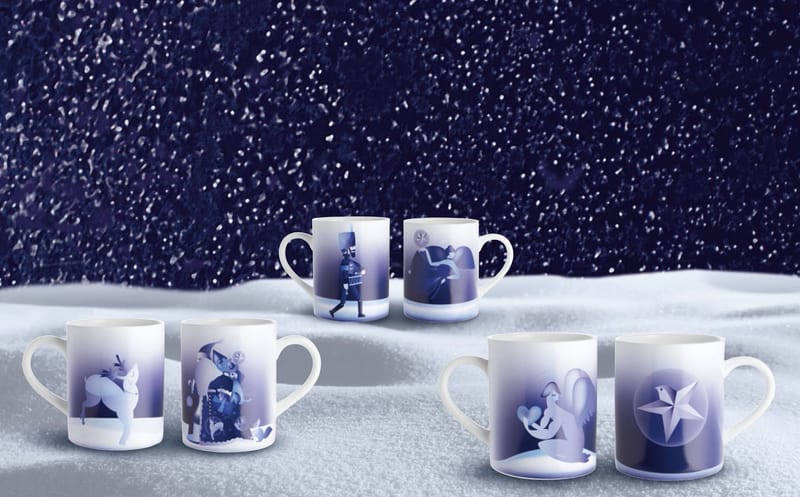 Blue christmas mugs clearance