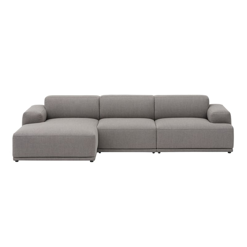 Furniture - Sofas - Connect Soft n°3 Corner sofa textile grey / 3 seats - 3 modules / L 288 cm - Muuto - Light grey (Rewool 128 fabric) - Fabric, Foam, Wood