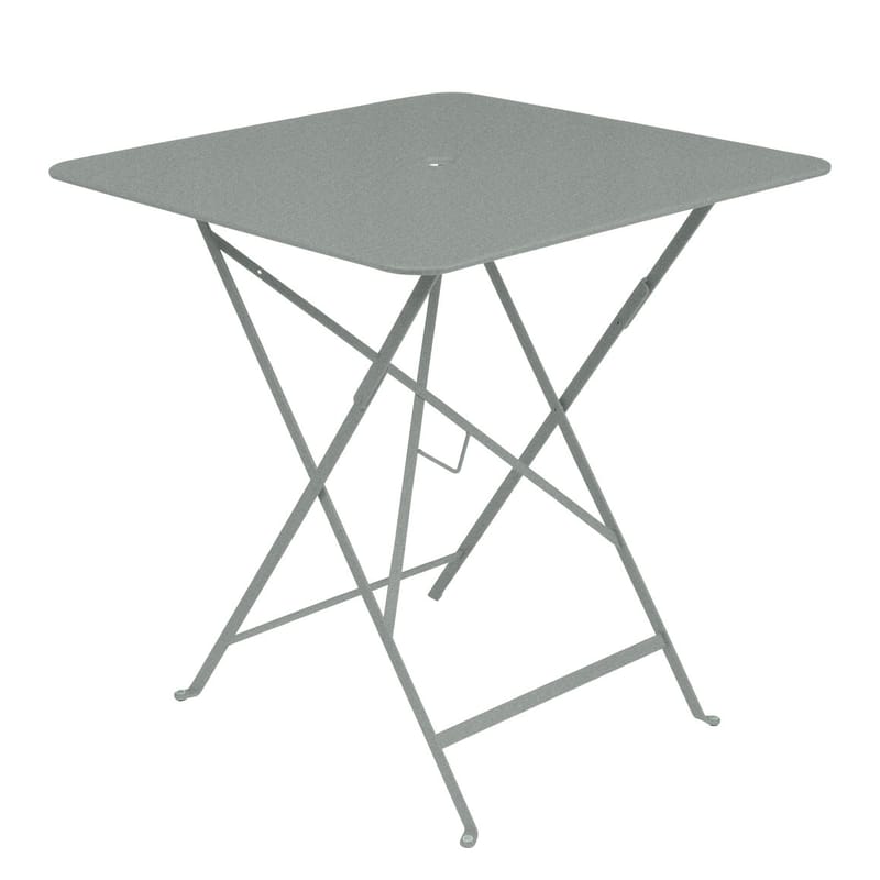Outdoor - Garden Tables - Bistro Foldable table metal grey / 71 x 71 cm - Parasol hole - Fermob - Lapilli grey - Lacquered steel