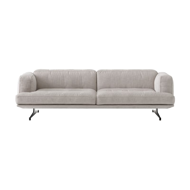 Furniture - Sofas - Inland AV23 Straight sofa textile grey / 3 seats - L 228 cm - Fabric - &tradition - Fabric / Grey - Fabric, HR foam, Wood