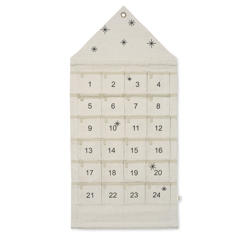 Decoration - Office - Star Advent calendar textile white beige / Fabric - 24 days / L 50 x H 100 cm - Ferm Living - Sand - Cotton