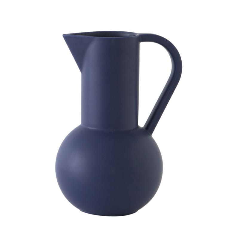 Tableware - Water Carafes & Wine Decanters - Strøm Large Carafe ceramic blue / H 28 cm - Handmade ceramic - raawii - Blue - Ceramic