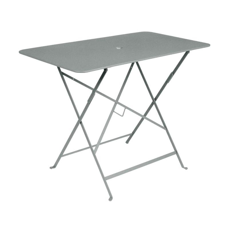 Outdoor - Garden Tables - Bistro Foldable table metal grey / 97 x 57 cm - 4 people - Parasol hole - Fermob - Lapilli grey - Painted steel