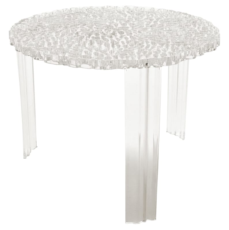 Furniture - Coffee Tables - T-Table Alto Coffee table plastic material transparent H 44 cm - Kartell - Cristal - PMMA