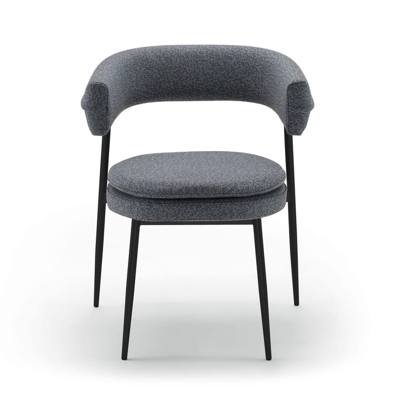 Furniture - Chairs - Nena Padded armchair textile grey / Fabric - Zanotta - Blue-grey - Fabric, Polyurethane foam, Varnished steel