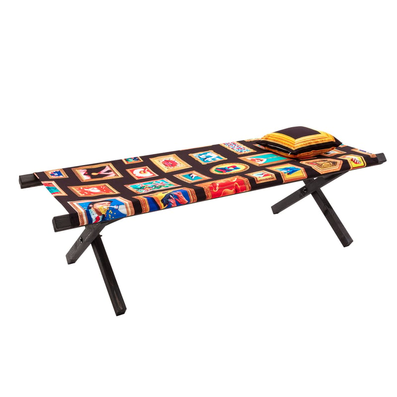 Outdoor - Sun Loungers & Hammocks - Toiletpaper - Frames Folding daybed wood black / Folding day bed - Seletti - Frames - Natural beechwood, Polyester