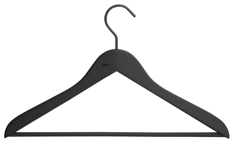 Decoration - Coat Stands & Hooks - Soft Coat Fin Hanger plastic material black Set of 4 - Hay - Black - Rubber, Wood