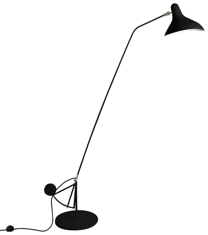 Leuchten - Stehleuchten - Stehleuchte Mantis BS1 B metall schwarz / Neuauflage des Originals aus dem Jahr 1951 - mit rundem Sockel - DCW éditions - Schwarz / Lampenschirm schwarz - Aluminium, Stahl
